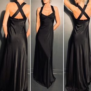 Calvin Klein long black silk dress NWT